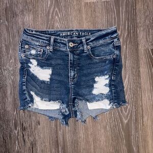 American Eagle Outfitters Ripped Dark Blue Jean Shorts